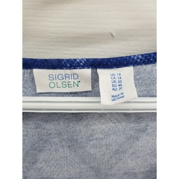 Sigred Olsen Blue Geometric Patterned Tunic Top Size 1X - Picture 3 of 7
